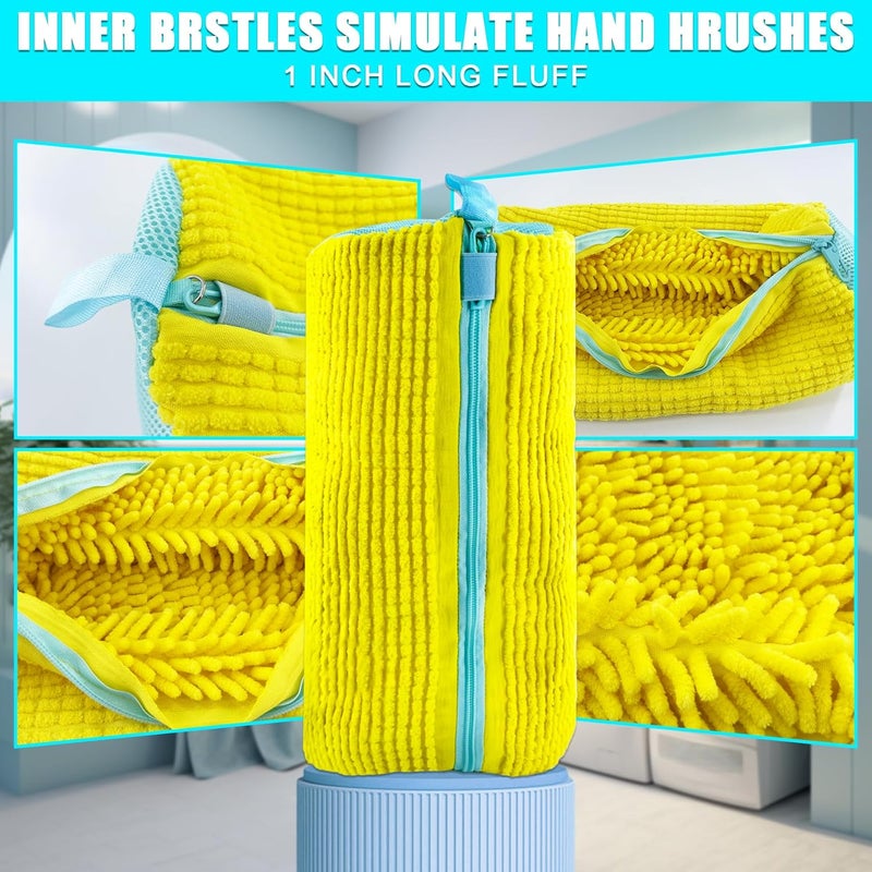 CNEYSID XXL Shoe Washing Machine Bag - 2-Pack Reusable Shoes Cleaning Bags, 360° Deep Clean for Tennis Shoes, Sneakers and Slippers, Includes 2 Shoe Storage Dust Bags (Yellow) - Image 5
